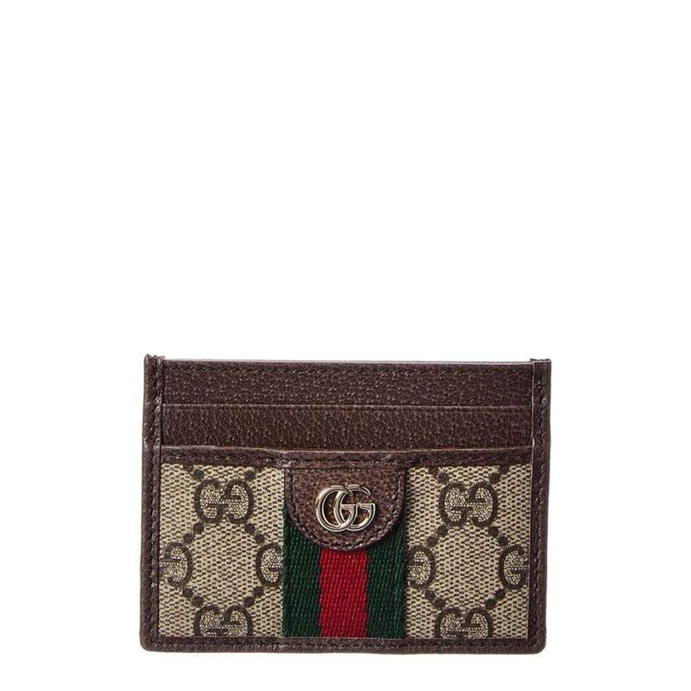Gucci Ophidia Gg Supreme Canvas & Leather Card Case, Beige